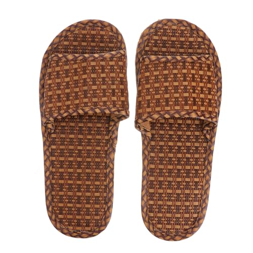 VALICLUD Sommerliche Rattan Hausschuhe Geflochtene Leichte Slipper Flexible Rutschfeste Hausschuhe für Zuhause Gäste Komfortable Sommerschuhe aus Bambus von VALICLUD