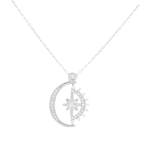 VALICLUD Sonne und Mond-Herz-Halskette Halsketten Silber schmuck halsketten damen Anmut damenschmuck frauenschmuck eine Halskette silberne Halskette Frauen Halskette Persönlichkeit Anhänger von VALICLUD