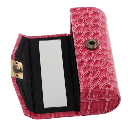 VALICLUD Lippenstiftetui Mit Druckknopf Aus Pu Schmucketui Als Lippenstifthalter Reise-Make-up-Organizer Mit Spiegel Geeignet Für Handtasche Und Reisen von VALICLUD