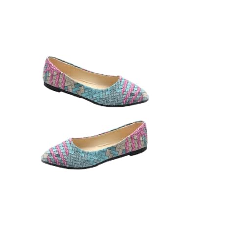 VALICLUD Spitz Zulaufende Flache Damenschuhe Atmungsaktiv rutschfest Leichter Vielseitig für Alltag Büro und Schule Modisches Design in Blau von VALICLUD