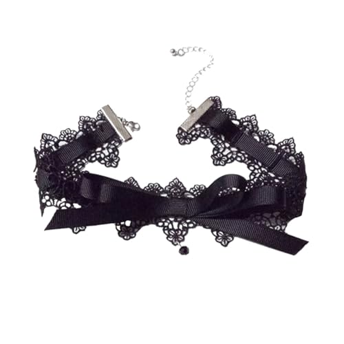 VALICLUD Spitzen Choker Halskette mit Schleife Modisches Verstellbarer Spitzenkragen Elegantes Schmuck Accessoire für Alltag Party und Club Hautfreundlich und von VALICLUD