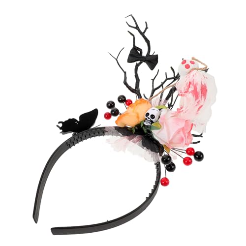 VALICLUD Spooky Halloween Haarreif mit Rentiergeweih und Schmetterling Schwarzer Haarreif mit Zähnen Vielseitiges Party und Cosplay Accessoire für Grusel und Kostümfeste von VALICLUD