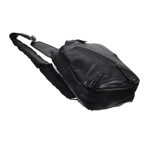 VALICLUD Sportliche Herren Brusttasche PU Umhängetasche Verstellbarer Gurt Vielseitige Crossbody Schultertasche für Alltag Reise Wandern Camping Schwarz von VALICLUD