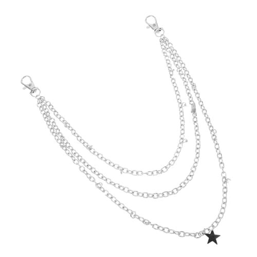 VALICLUD Star Charm Jeans Kette Mehrlagig Gürtel mit Fünf Punkte Anhänger Punk Hip Hop Unisex Jeans Accessoire für Damen und Herren Gürtel von VALICLUD