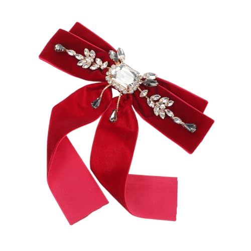 VALICLUD Statement Bow Brooch Damenbrosche Französischer Stil Schwarzer Satin Vintage Schleifenpin mit Funkelnden Strasssteinen für Jacken und Cardigans Elegant Retro Accessoire von VALICLUD