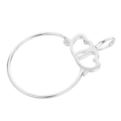VALICLUD Sterling Silber Charm Anhänger Doppelherz Charm Holder für Schmuckherstellung Flexibler Schmuckhalter zum Wechseln zwischen Halskette und Ring Minimalistisches Design Langlebig und von VALICLUD