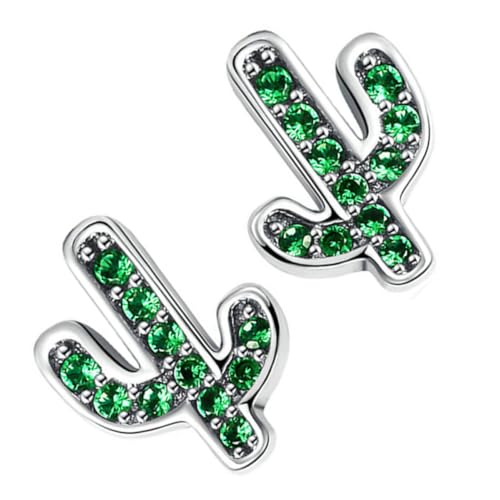 VALICLUD Sterling Silber Ohrstecker Damen Cactus Ohrschmuck Sommer Grün Mini Studs Modisch Komfortabel Geschenkidee für Freundinnen Schwester Mutter von VALICLUD