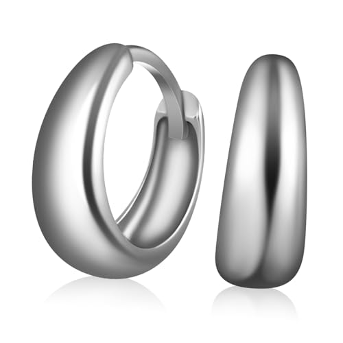 VALICLUD Sterling Silber Ohrstecker Runde Creolen Dicke Metall Ohrringe Damen Schmuckstücke Komfortabel Vielseitig Für Alltag Festliche Anlässe von VALICLUD