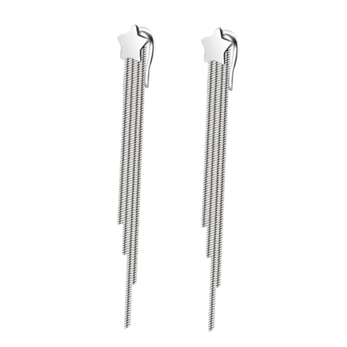 VALICLUD Stern Ohrstecker mit Langem Tassel Anhänger Silberfarbene Damen Ohrringe Leicht und Modisch zu Valentinstag Muttertag und Weihnachten von VALICLUD