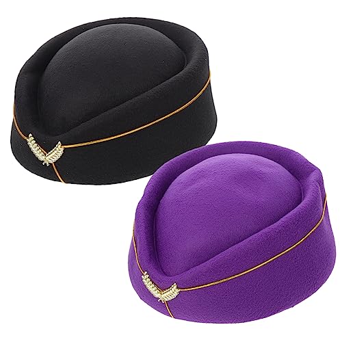 VALICLUD Stewardess-kostümzubehör – Filzhut-set Flugbegleiterin-requisiten Perfekt Für Cosplay Und Veranstaltungen Mit Fluglinien-motto von VALICLUD