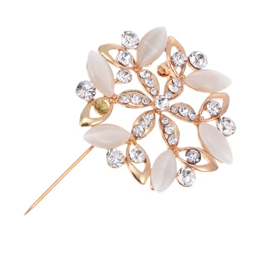 VALICLUD Stilvolle Damen Brosche mit Katzenaugen stein und Strass Modisches Schmuckstück für Anzüge Mäntel Pullover Langlebige Vielseitige Modeaccessoire in Weiß für Frauen von VALICLUD