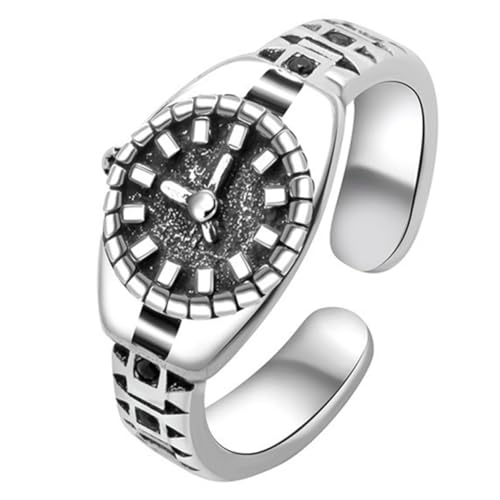 VALICLUD Stilvolle Damen Uhr Im Einzigartigen Design Verstellbarer Silberring Mit Eleganter Uhr Für Frauen Sterling Dekorative Fingeruhr Für Jeden Anlass von VALICLUD