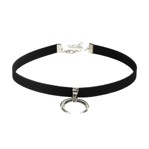 VALICLUD Stilvolle Kurze Choker Halskette mit Schwarzem Mondsichel Anhänger Weiches Material Komfortabel Modisches Accessoire für Damen Elegante Schlüsselbein Kette VALICLUD Stilvolle Kurze Choker Halskette mit Schwarzem Mondsichel Anhänger Weiches Material Komfortabel Modisches Accessoire für Damen Elegante Schlüsselbein Kette von VALICLUD