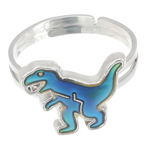 VALICLUD Stimmungsring Verstellbar Dinosaurier Motiv Farbwechsel Ring für Mädchen Frauen Temperaturabhängig Farbverändernd Kreatives Geschenk für Geburtstag Party Modischer Modeschmuck von VALICLUD