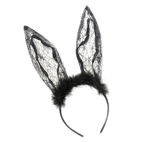 VALICLUD Stirnband Mit Kaninchenohren Haarband Kinderparty Cosplay Kopfbedeckung Haarschmuck Aus Spitze Partyzubehör Für Halloween Geburtstagsfeiern von VALICLUD