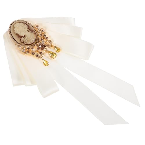 VALICLUD Stoff Schleifenbrosche Weiß Vintage Unisex Anstecknadel Verarbeitung Vielseitige Kleidung Dekoration für Hemd Kleid Bluse Sicher und Einfach zu Tragen Klassischer Look von VALICLUD