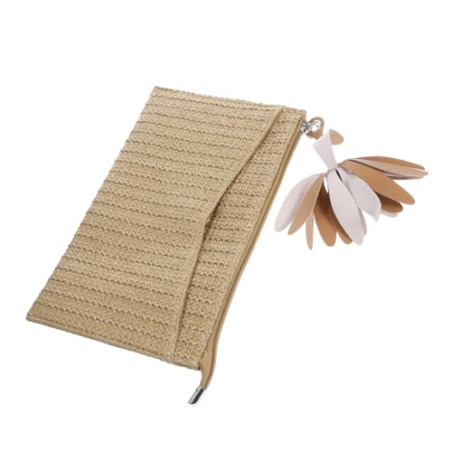 VALICLUD Strandtasche Damen Stroh Clutch Handtasche Sommer Handgelenk Tasche Elegant Volumen Leicht Geflochten Für Alltag Urlaub Party von VALICLUD