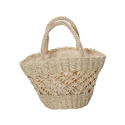 VALICLUD Handtaschen Für Frauen Stroh Geflochtene Tragetasche Sommer Gewebt Stroh Rattan Handtasche Stroh Gewebte Tasche Bolsas De Mano Para Mujer Strandtasche Weben Schultertaschen Mädchen von VALICLUD