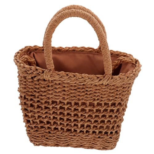 VALICLUD Strandtaugliche Stroh Crossbody Tasche Damen Klein Leicht mit Kordelzug Sommer Umhängetasche Modisch Vielseitig für Alltag Party Shopping und Urlaub Geeignet von VALICLUD