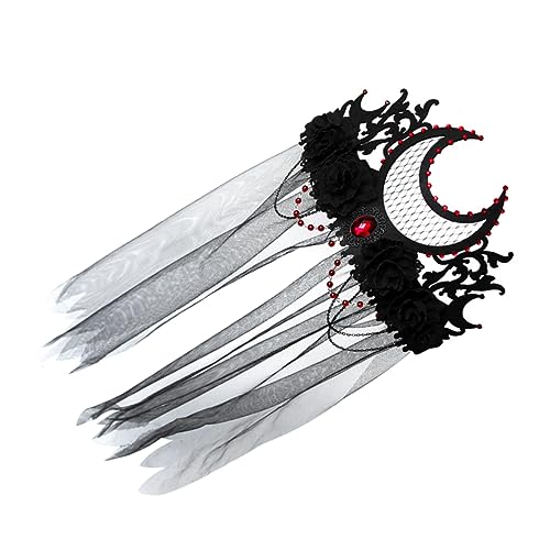 VALICLUD Halloween Krone Schleier Haarschmuck Für Frauen Gothic Kopfstück Für Kostüme Rollenspiele Und Themenevents Elastisch Und Einfach Zu Tragen von VALICLUD