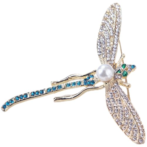 VALICLUD Strass Libellen Brosche mit Perlenbesatz Modische Anstecknadel für Damen Kleidung Eleganter Schal Kragenpin Vintage Schmuckaccessoire für Besondere Anlässe von VALICLUD