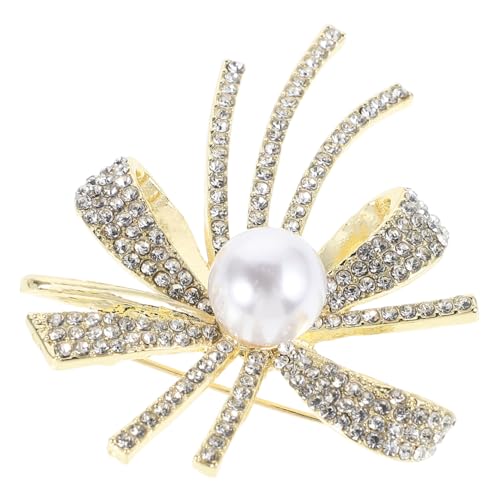 VALICLUD Strassbrosche Schleifen design mit Künstlichen Perlen Stilvolle Anstecknadel Damen für Kleider und Ausschnitt Vielseitiges Accessoire für Hochzeit Party und Festliche Anlässe von VALICLUD