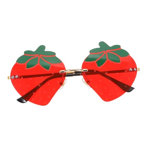 VALICLUD Strawberry Sonnenbrille Damen Vintage Frameless Party Sonnenbrille Leicht Komfortabel Für Festivals Reisen Alltag Stylische Fruchtförmige Brille von VALICLUD