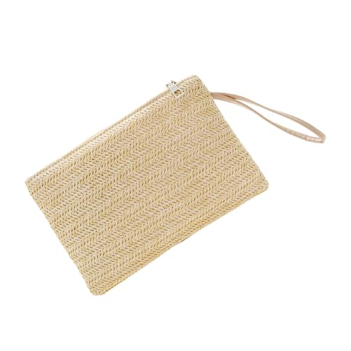 VALICLUD Stroh-Clutch Gewebte Tragetasche Für Damen Schlüsselarmband Für Damen Strohtaschen Für Damen Strand-Stroh-Tragetasche Damen-Stroh-Strandtasche Sommer-Strandtasche von VALICLUD