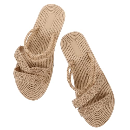 VALICLUD Strohsandalen Für Damen – Strand-sandalen Mit Flachem Absatz Bequeme Und Modische Pantoletten Aus Strohgewebe VALICLUD Strohsandalen Für Damen – Strand-sandalen Mit Flachem Absatz Bequeme Und Modische Pantoletten Aus Strohgewebe von VALICLUD