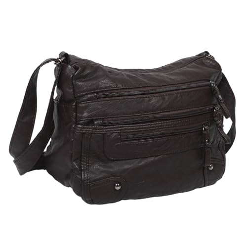 VALICLUD Stylische Damen Schultertasche aus Weichem PU-Material mit Großer Kapazität Doppellagige Crossbody Handtasche für Alltag Reisen und Freizeit Vielseitiger Organizer mit Mehreren von VALICLUD