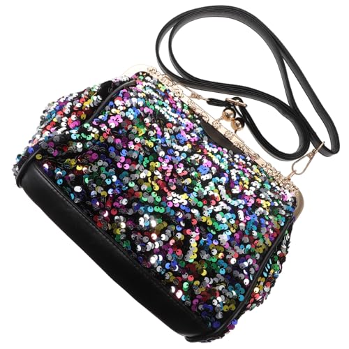 VALICLUD Stylische Pailletten Single Shoulder Bag Damen Umhängetasche Schwarz Modische Crossbody Handtasche Robustes Material Vielseitig für Party Shopping und Reisen Geeignet von VALICLUD