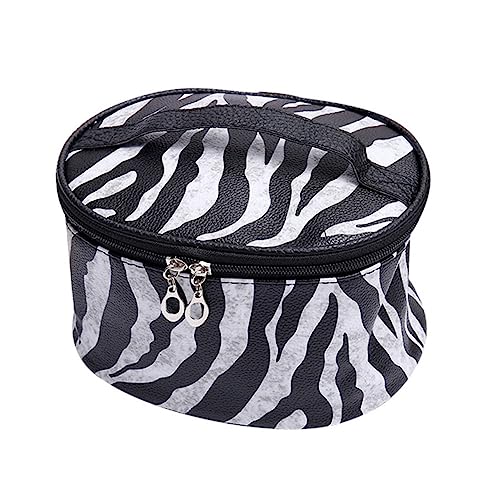 VALICLUD Stylische Zebra Muster Kosmetiktasche PU Reise Makeup Bag mit Reißverschluss Geräumig und Stehend Praktischer Kulturbeutel für Damen und Herren für Kurze Trips und Unterwegs von VALICLUD