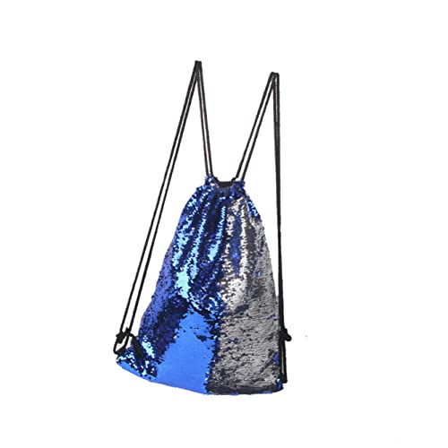 VALICLUD Stylischer Glitzer-Rucksack Mit Kordelzug Für Sport Und Tanz Blau Verstellbarer Träger Für Handy Werkzeuge Notizbuch Stift Schlüssel Langlebige Materialien von VALICLUD