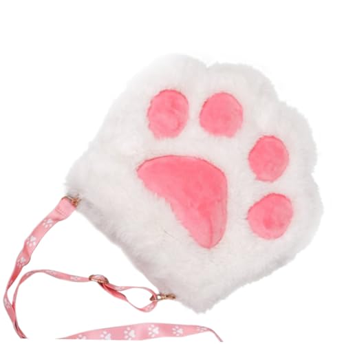 VALICLUD Süße Plüsch Umhängetasche Katzenpfote Kosmetiktäschchen Tragbare Schminktasche Für Damen Mädchen Alltag Shopping Reise Party von VALICLUD