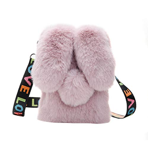 VALICLUD Süßer Plüsch Rucksack Kaninchen Rucksack Plüsch Umhängetasche Hasenrucksack Geldbörsen Taschen Minitaschen Für Damen Schultüten Mini-umhängetasche Geldbeutel Violett Eine Schulter von VALICLUD