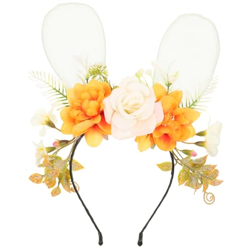 VALICLUD Süßes Hasenohren Stirnband für Mädchen Blumen Haarband Tierohren Haaraccessoire für Geburtstagsfeiern und Cosplay Partys und Dekoratives Haarband von VALICLUD