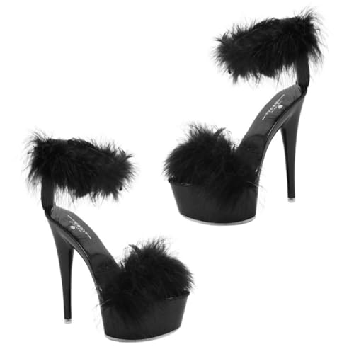 VALICLUD Super High Heel Sandalen Damen Wasserdichte Plattform Sandaletten mit Absatz Sommer Schuhe Schwarz von VALICLUD