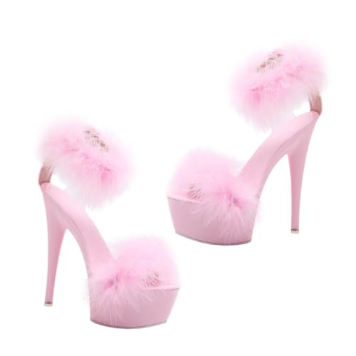 VALICLUD Super High Heel Sandalen Damen Wasserdichte Plattform Schuhe Elegant Strapazierfähig Modisch für Besondere Anlässe Rosa von VALICLUD