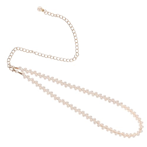 VALICLUD Taillenkette Damen Perlengürtel Abendkleid Perlen Schmuck Gürtel Schmuckstück für Hochzeit Party Festliche Anlässe Weißer Doppelreihiger Perlenbauchketten von VALICLUD