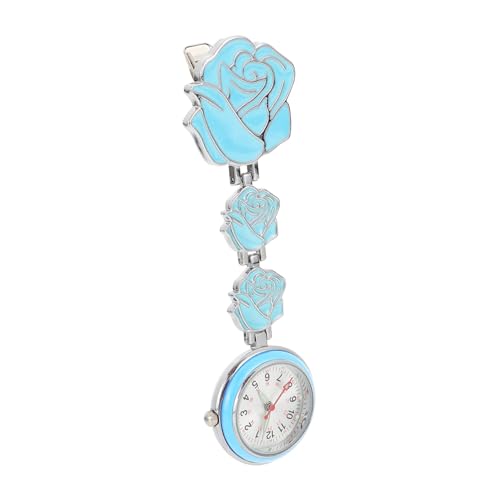 VALICLUD Krankenschwester Clip-Uhr Mit Blühendem Design Leichte Fob Uhr Für Frauen Für Medizinstudenten Und Pflegekräfte Praktische Ansteckuhr Himmelblau von VALICLUD