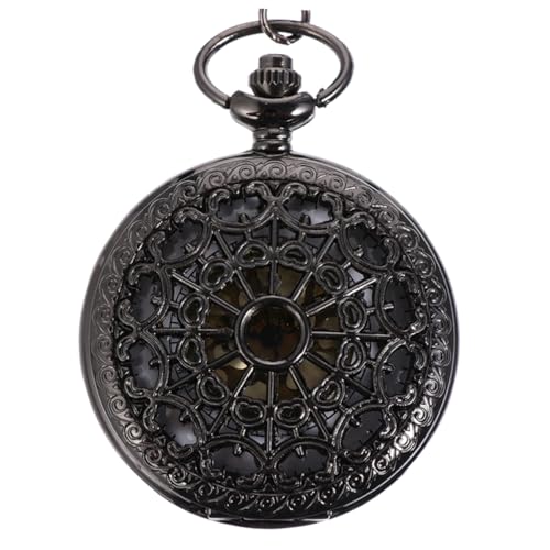 VALICLUD Vintage Taschenuhr Mit Kette Mechanische Schwarze Hohl Gearbeitete Taschenuhr Für Und Damen Retro-Design Mit Römischen Ziffern Als Modisches Accessoire von VALICLUD