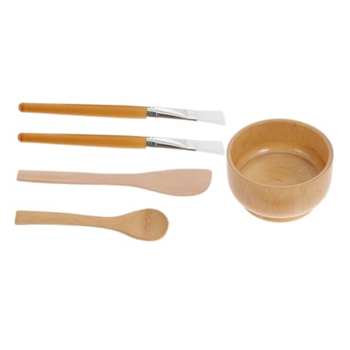 VALICLUD Teiliges DIY Gesichtsmasken Set aus Hochwertigem Holz mit Rührschüssel Löffel Spatel und Bürsten Wiederverwendbares Beauty Zubehör für Zuhause und Professionelle Kosmetikstudios von VALICLUD