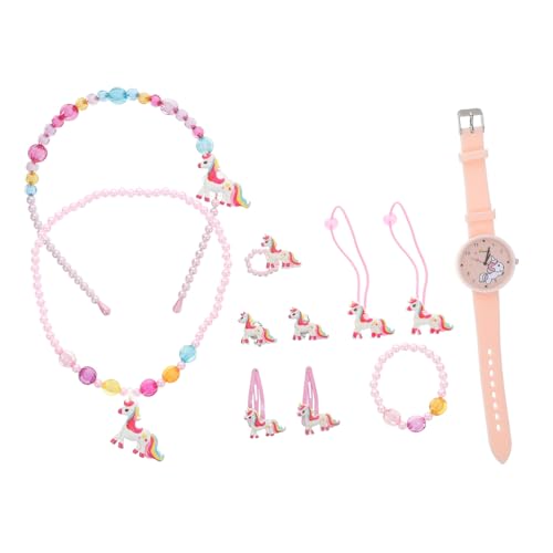VALICLUD Teiliges Einhorn Schmuckset für Mädchen Quarz Armbanduhr Halskette Armband und Haargummis in Leicht Hautfreundlich als und Party Mitgebsel von VALICLUD
