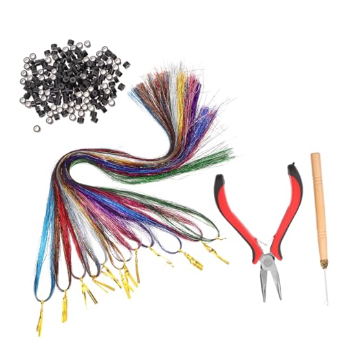 VALICLUD Teiliges Haarverlängerungs Bunten Synthetischen Strähnen Mit Silikonbändern Zange und Häkelnadel Vielseitig für Hairpieces Cosplay Partys und Natürliche Stylings von VALICLUD