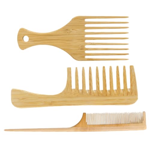 VALICLUD Teiliges Herren Haarstyling Kamm aus Natürlichem Bambus und Holz Strapazierfähige Bruchfeste Kämme mit Feiner und Breiter Zahnung für Präzises Entwirren und Vielseitiges Frisieren von VALICLUD