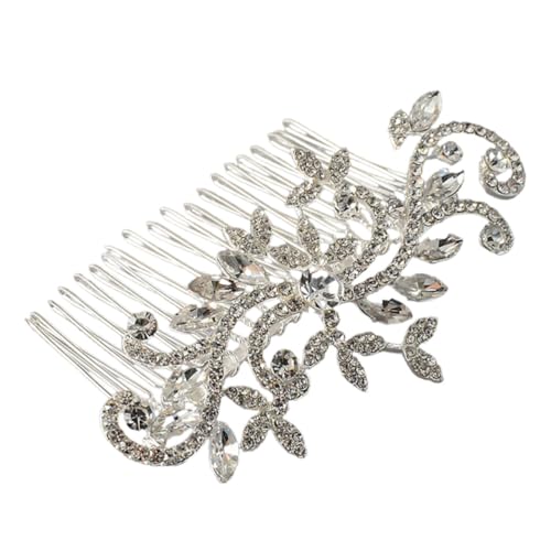 VALICLUD Tiara Hochzeit Kamm Brautjungfern Haarzubehör Blumen- Brauthaar Brautkopfbedeckung Braut- Dusche haarschmuck Haarkämme Prom Haarzubehör Zinklegierung Weiß von VALICLUD