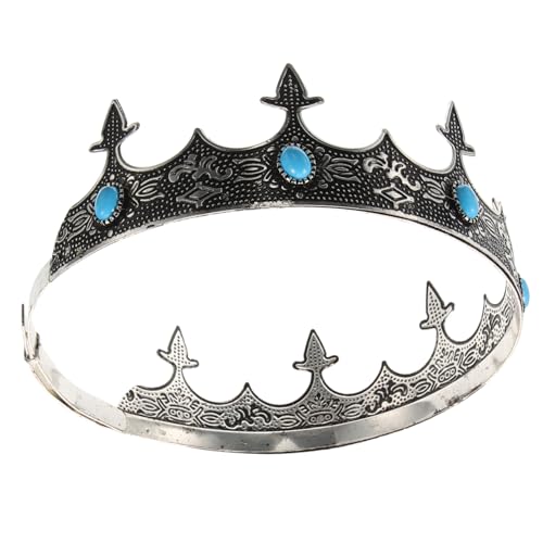 VALICLUD Retro Krone Herren Kostümzubehör Verstellbare Robuste Königliche Haarkrone Für Cosplay Bühnenauftritte Partys Und Geburtstagsfeiern Antikes Design Mit Blauen Steinen von VALICLUD