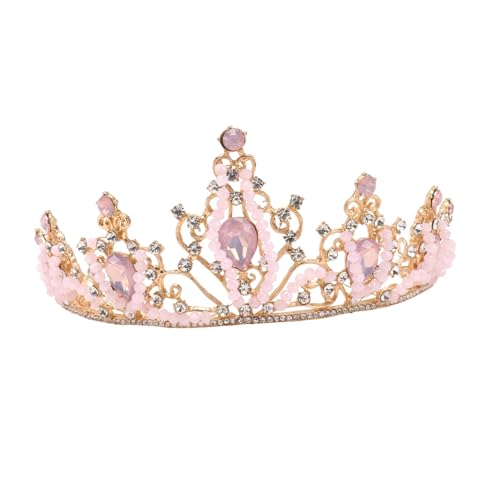 VALICLUD Tiara Krone mit Funkelnden Strasssteinen Pinker Glanz Haarschmuck für Mädchen Leichtes Stilvolles Design für Geburtstagsfeiern und Festliche Anlässe von VALICLUD
