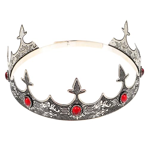 VALICLUD Prinzessin Krone Für Männer Vintage Cosplay Kronen-haarschmuck Für Karneval Halloween Geburtstagsfeiern Elegante Metallkrone Mit Roten Steinen Vielseitig Einsetzbar Als von VALICLUD