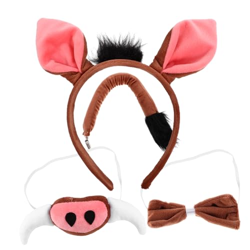 VALICLUD Tierisches Cosplay Kostümset Schwein mit Weichem Haarreif Schweinenase und Fliege Leichtes Kinderkostüm für Karneval Fasching Party und Fotorequisiten von VALICLUD